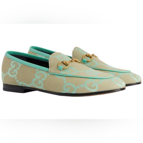 Gucci Jordaan loafers in monogram canvas mint green - Picture 1 of 16